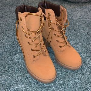 Timberland inspired heeled booties